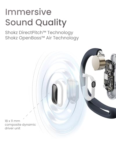 SHOKZ OpenFit Air Wireless Earbuds, Water Resistant Black