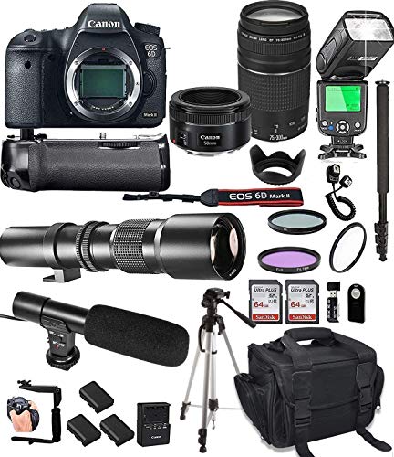 Canon EOS 6D Mark II Camera Bundle (Renewed)