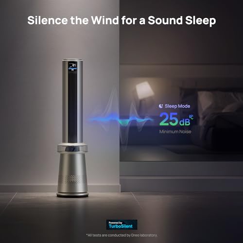 Smart Tower Fan, 45" Bladeless, 27ft/s Velocity, Alexa-Compatible