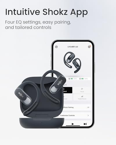 SHOKZ OpenFit Air Wireless Earbuds, Water Resistant Black