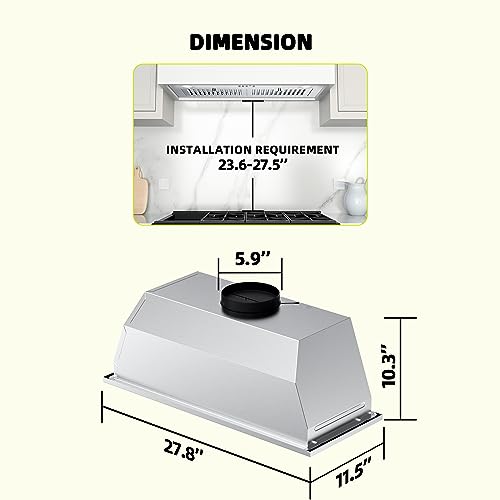 30" FIREGAS Range Hood Insert with 600 CFM