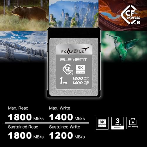 256GB / 512GB / 1TB Exascend CFexpress Card - 1,800MB/s