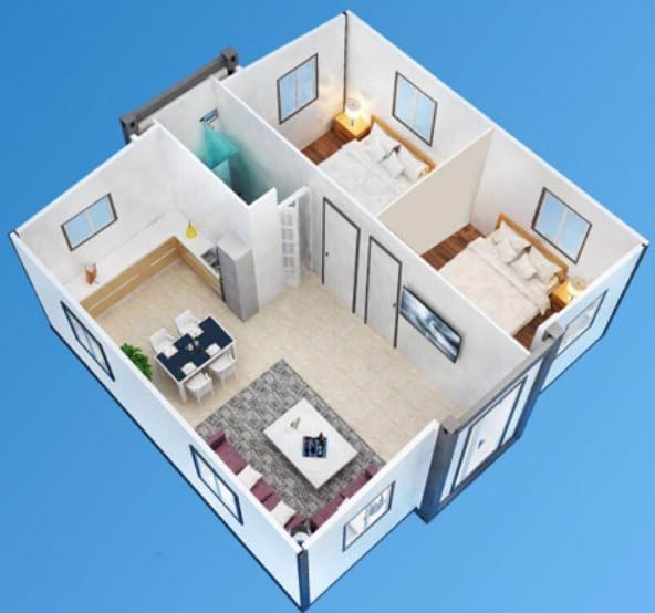 Eco-Friendly Prefab Tiny Home: Bedroom, Kitchen, Bath, Rooms