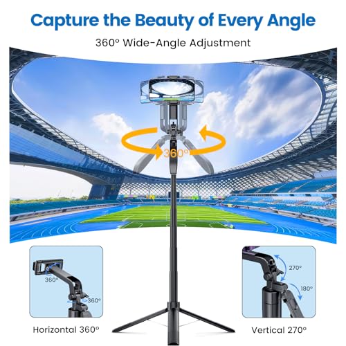 67" Selfie Stick Tripod with Remote and Light
