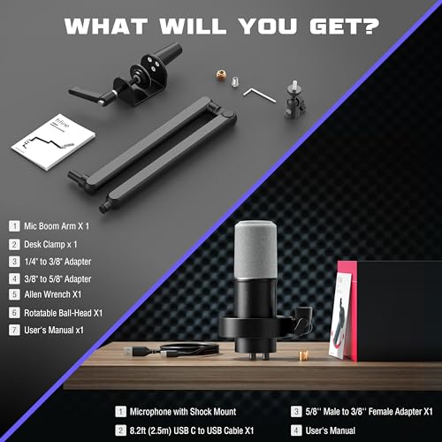 FIFINE Dynamic Microphone and Arm Stand Set for VIP Smart Shopper
