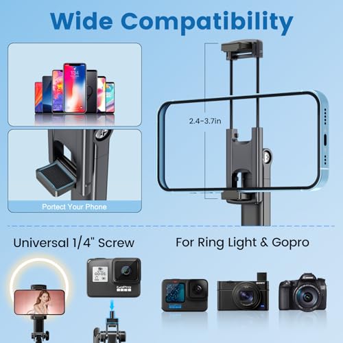 67" Selfie Stick Tripod with Remote and Light