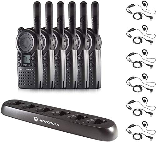6 Pack Motorola CLS1110 Walkie Talkie Radios w/ Headsets