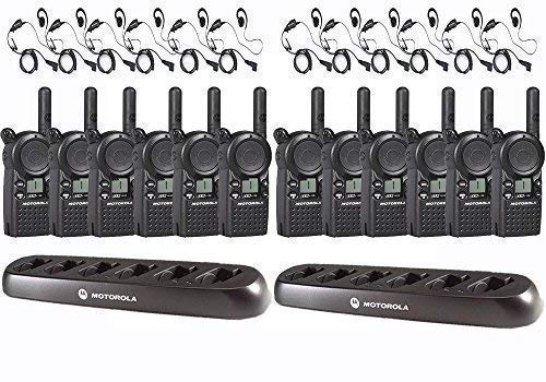 12 Motorola CLS1110 Walkie Talkies + Chargers + Earpieces