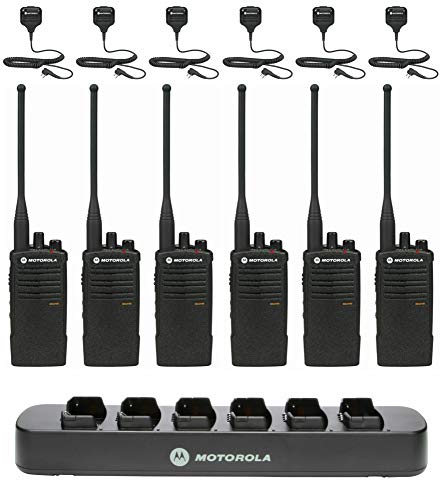 6 Pack MOTOROLA RDU4100 Walkie Talkies with Speaker Mics