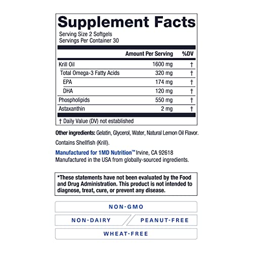1MD KrillMD Omega 3 Astaxanthin Supplement | 2-Pack
