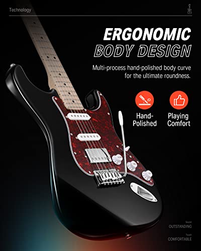 Donner DST-152B Electric Guitar Kit with Amp, Bag, Accessories