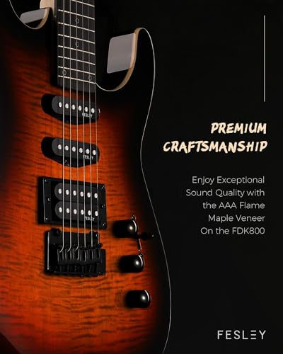 Fesley Electric Guitar Starter Kit, HSS Pickups, Sunburst