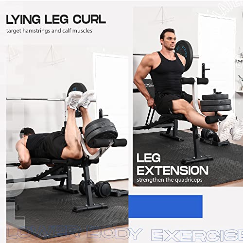 FLYBIRD Weight Bench with Curl Pad and Leg Developer