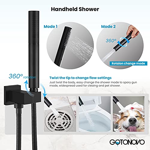 Matte Black 16" Ceiling Mount Shower System, Stainless Steel