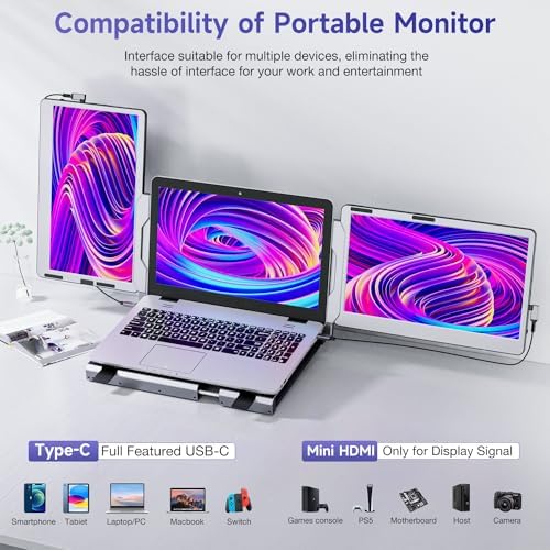 F2 Triple Portable Monitor Extender for Laptop Working