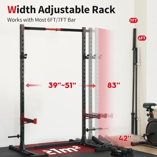 Adjustable Squat Rack with Pull-Up Bar for Home Gym