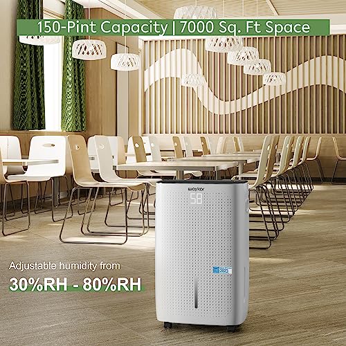 Energy Efficient 150 Pint Dehumidifier for Large Spaces