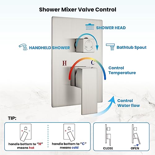 Gotonovo Rainfall Shower Head Faucet Set Brushed Nickel