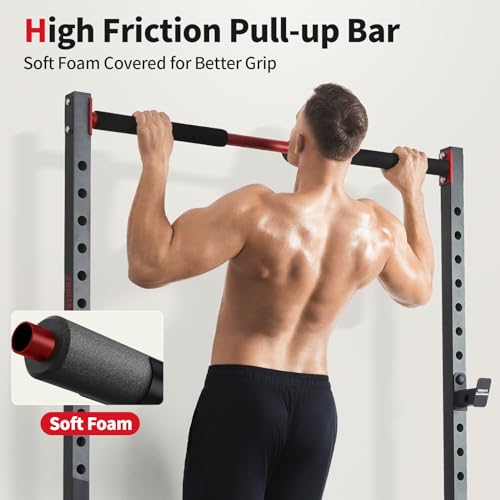 Adjustable Squat Rack with Pull-Up Bar for Home Gym