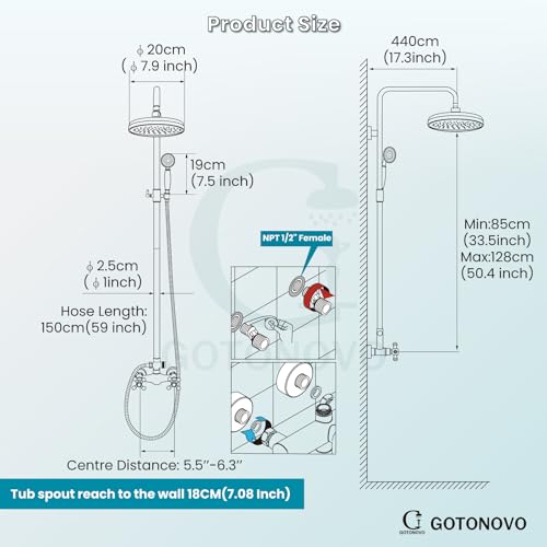 gotonovo Luxury Exposed Shower Faucet Set with Handheld