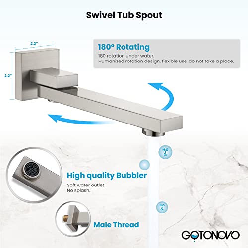 Gotonovo Rainfall Shower Head Faucet Set Brushed Nickel