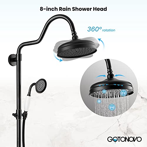 gotonovo 8" Rainfall Shower System with Handheld Spray