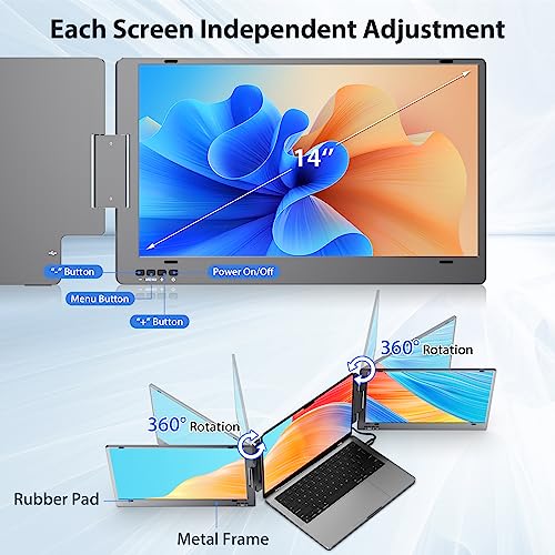 KYY 14'' USB-C Portable Monitor for Laptop Triple Screen