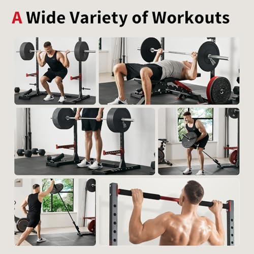 Adjustable Squat Rack with Pull-Up Bar for Home Gym
