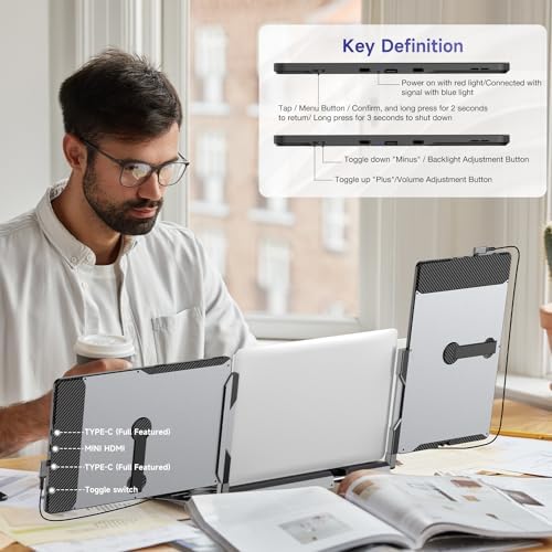 F2 Triple Portable Monitor Extender for Laptop Working