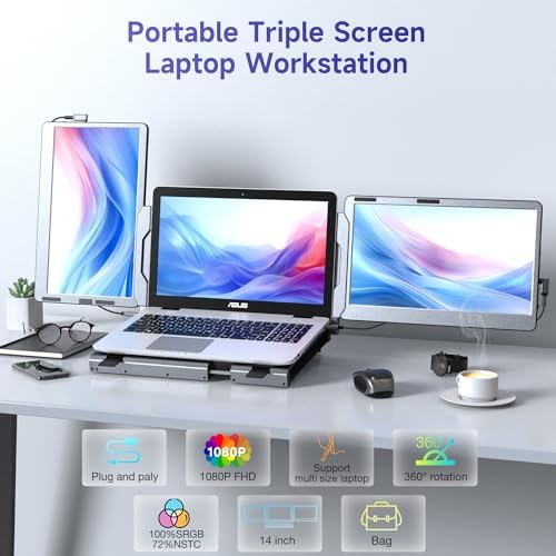 F2 Triple Portable Monitor Extender for Laptop Working