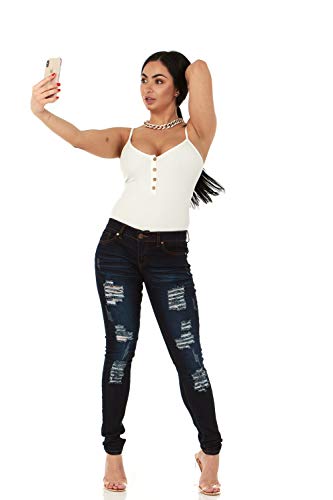 V.I.P. JEANS Women's Size Skinny Distressed Denim Pants