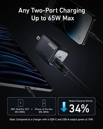 Anker 67W USB C GaN Charger, 3-Port VIP useful for MacBook, iPad, iPhone, Galaxy