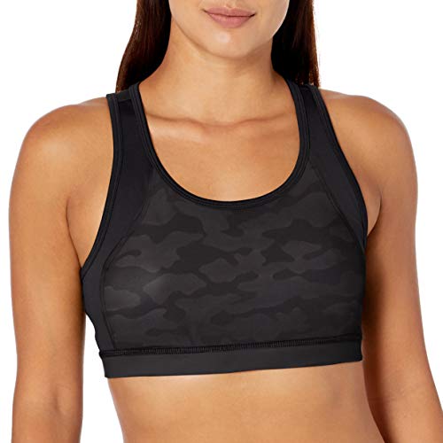 V.I.P. JEANS Sports Bra Tank Top, Black Camo, Small