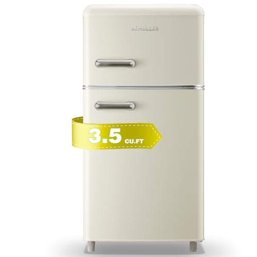 DESMALL Retro 2-Door Mini Fridge, 3.5 CU.FT