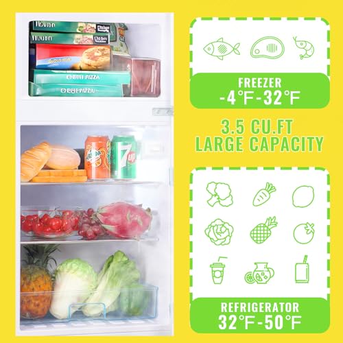 DESMALL Retro 2-Door Mini Fridge, 3.5 CU.FT