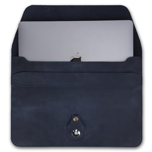 Blue Leather Laptop Sleeve for 13-14 Inch MacBook