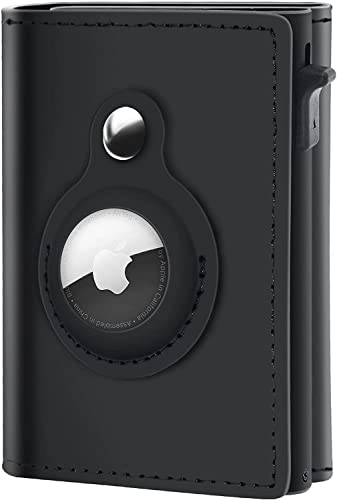 RFID Leather Wallet for Apple AirTag - Black