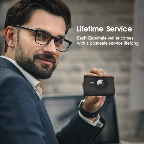 RFID Leather Wallet for Apple AirTag - Black