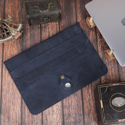 Blue Leather Laptop Sleeve for 13-14 Inch MacBook
