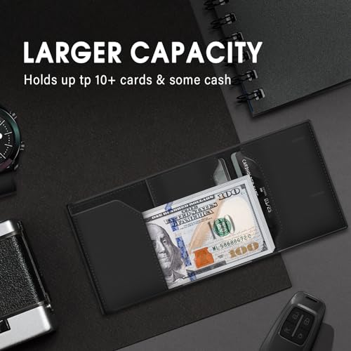 RFID Leather Wallet for Apple AirTag - Black