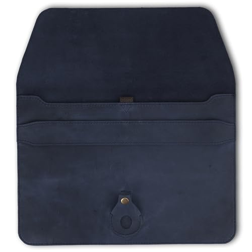 Blue Leather Laptop Sleeve for 13-14 Inch MacBook