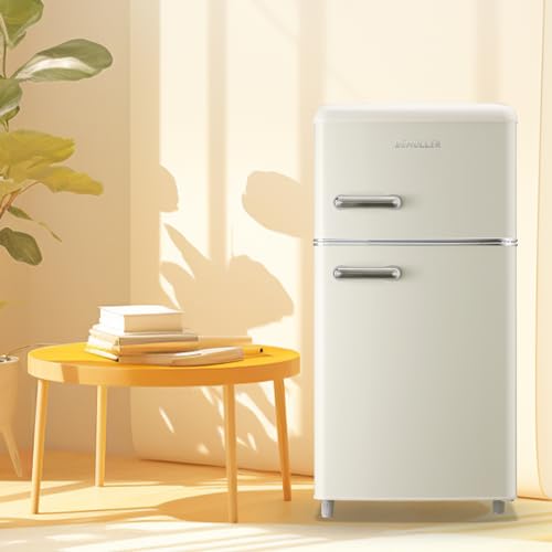 DESMALL Retro 2-Door Mini Fridge, 3.5 CU.FT