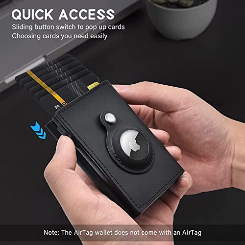 RFID Leather Wallet for Apple AirTag - Black