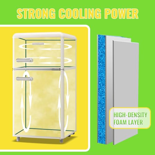 DESMALL Retro 2-Door Mini Fridge, 3.5 CU.FT