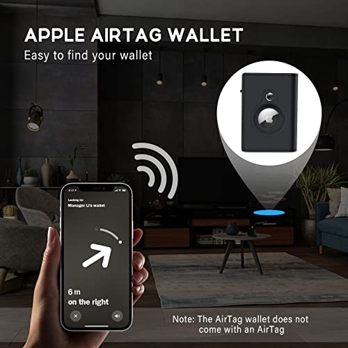 RFID Leather Wallet for Apple AirTag - Black