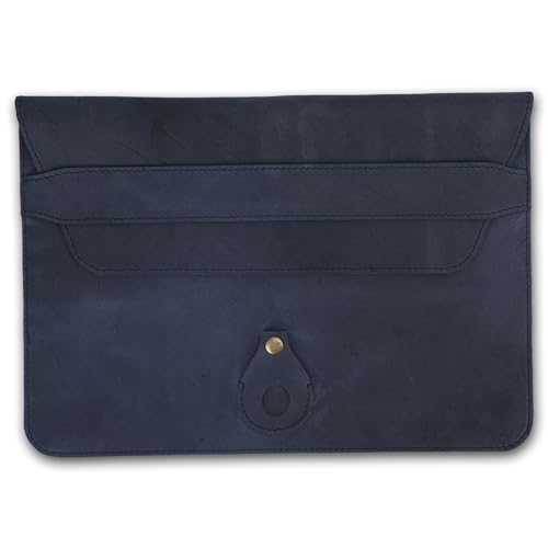 Blue Leather Laptop Sleeve for 13-14 Inch MacBook