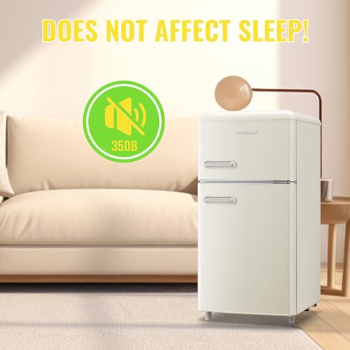 DESMALL Retro 2-Door Mini Fridge, 3.5 CU.FT