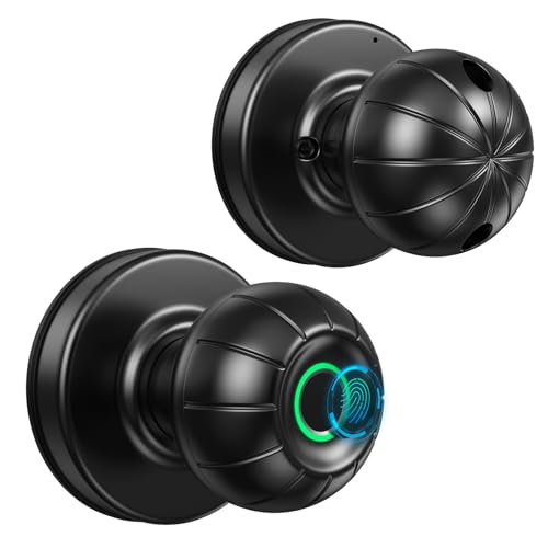 HAWKUNG Biometric Fingerprint Smart Door Knob Lock (Black)