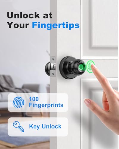 HAWKUNG Biometric Fingerprint Smart Door Knob Lock (Black)