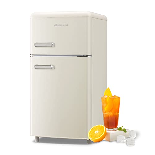 DEMULTER Retro Mini Fridge with Freezer and Handles